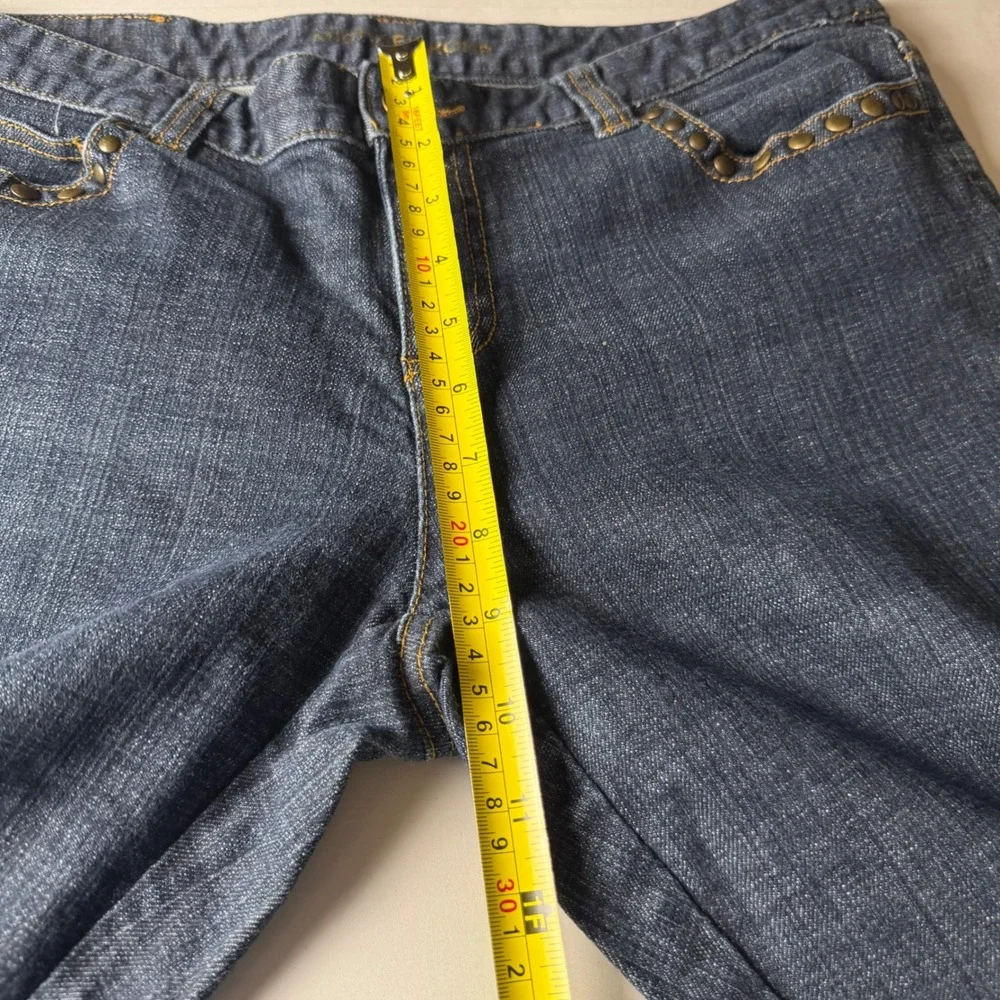 Michael Kors Flare Jeans Blue Studded Flap Pocket Y2K Western Moto Size 10